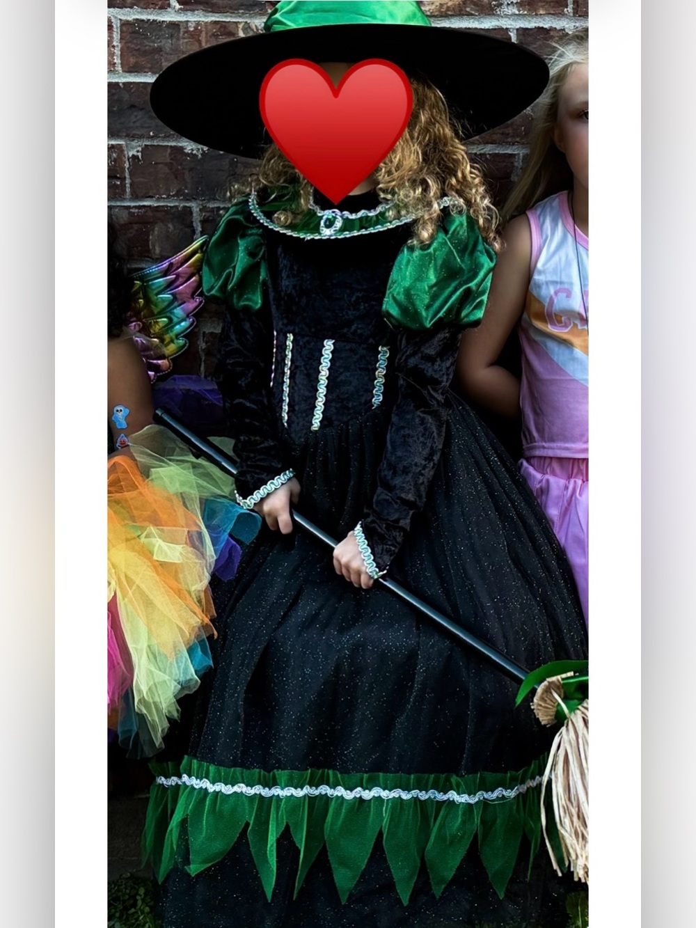 What A Character Girls Witch Costume 5/6 Black Green Halloween Dress